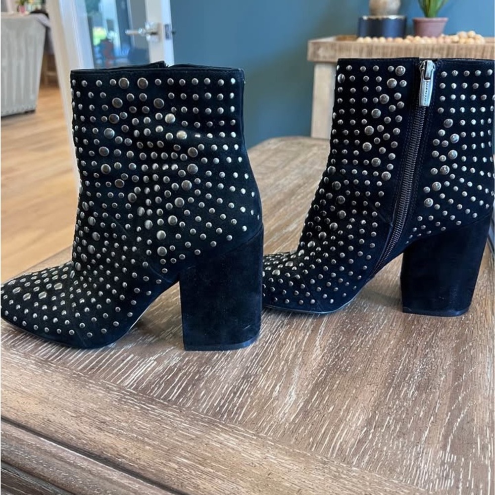 Vince Camuta Studded Black Suede Ankle Boots - Women's Fashion Boots